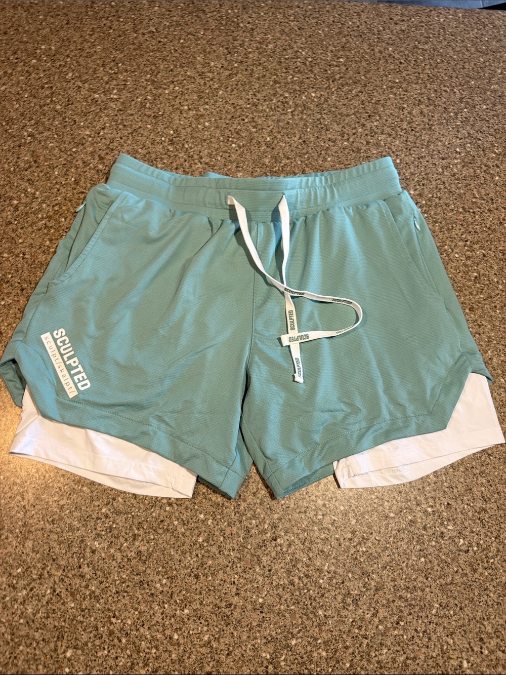 Sculpted Teal Athletic Shorts